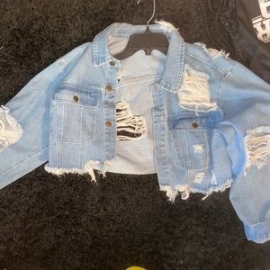 Distress jean jacket